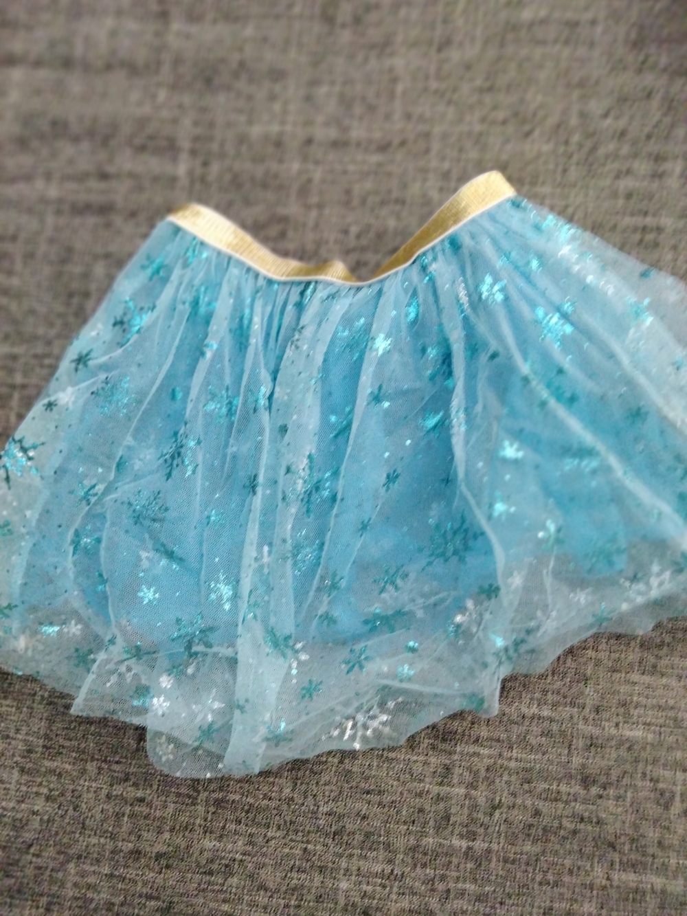 Blue Sparkle Tulle Skirt with Gold Elastic Waistband